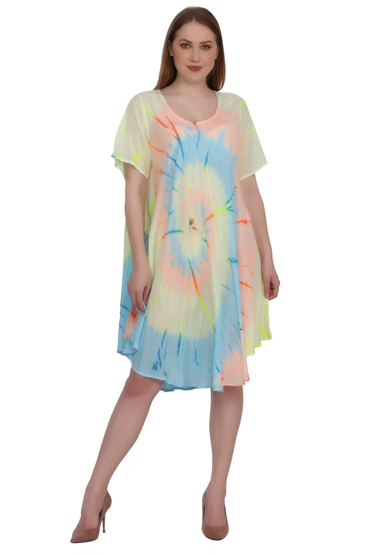 Neon Tie Dye Cap Sleeve Dress 442128