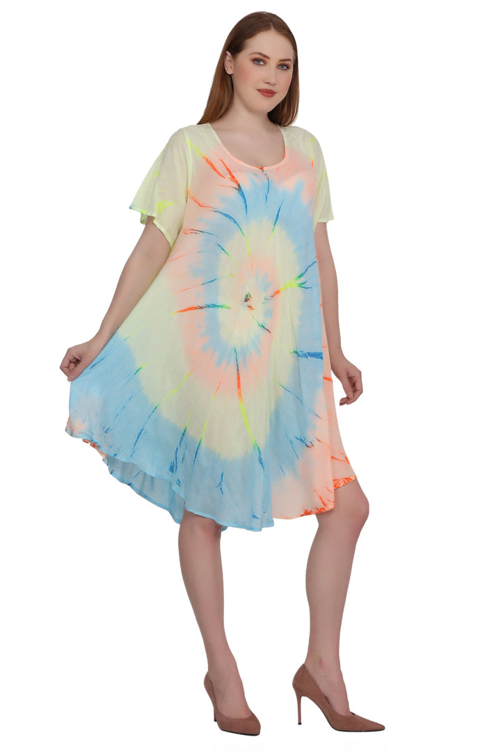 Neon Tie Dye Cap Sleeve Dress 442128