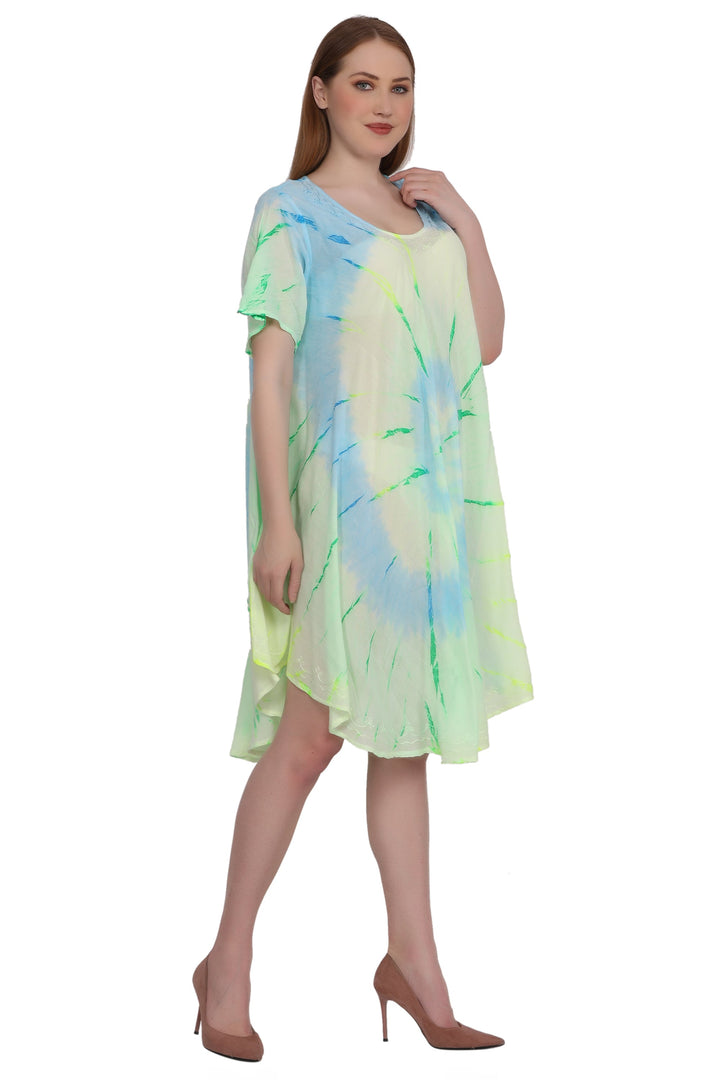 Neon Tie Dye Cap Sleeve Dress 442128