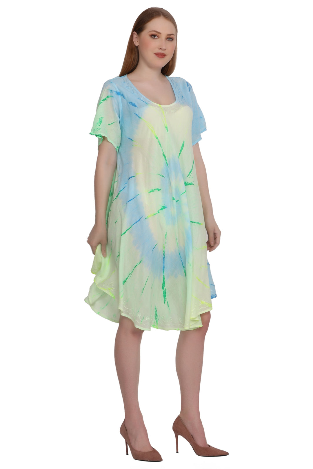 Neon Tie Dye Cap Sleeve Dress 442128