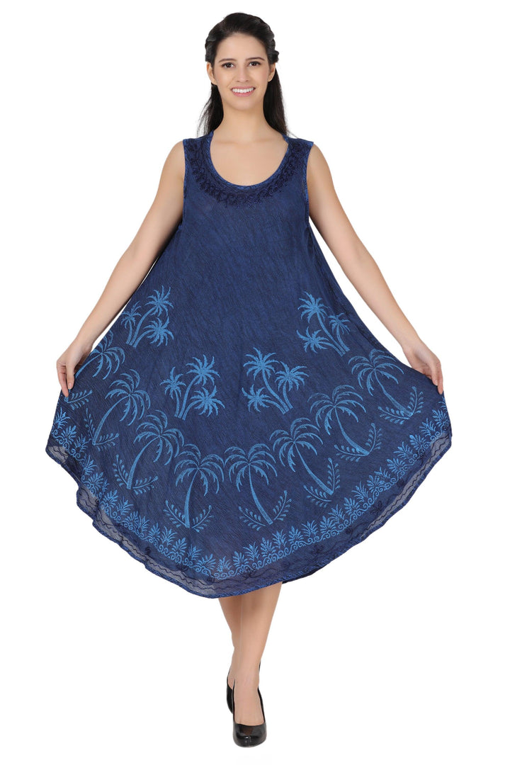 Palm Tree Block Print Dress 482157