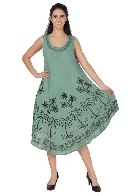 Palm Tree Block Print Dress 482157