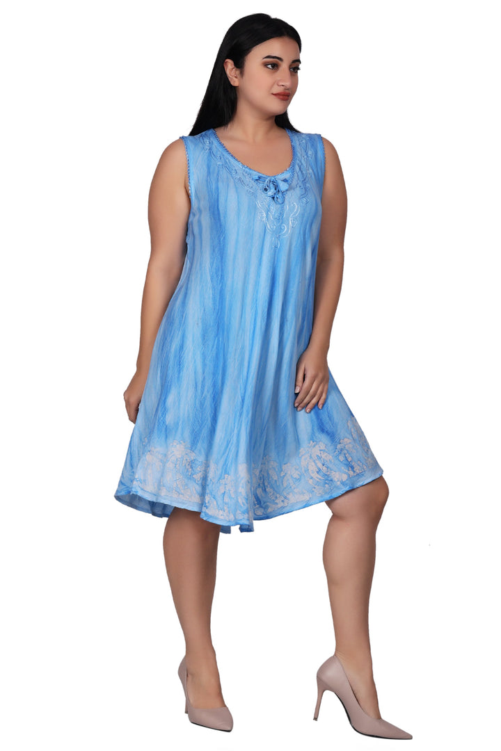 Palm Tree Border Print Tie Dye Dress 362202RD