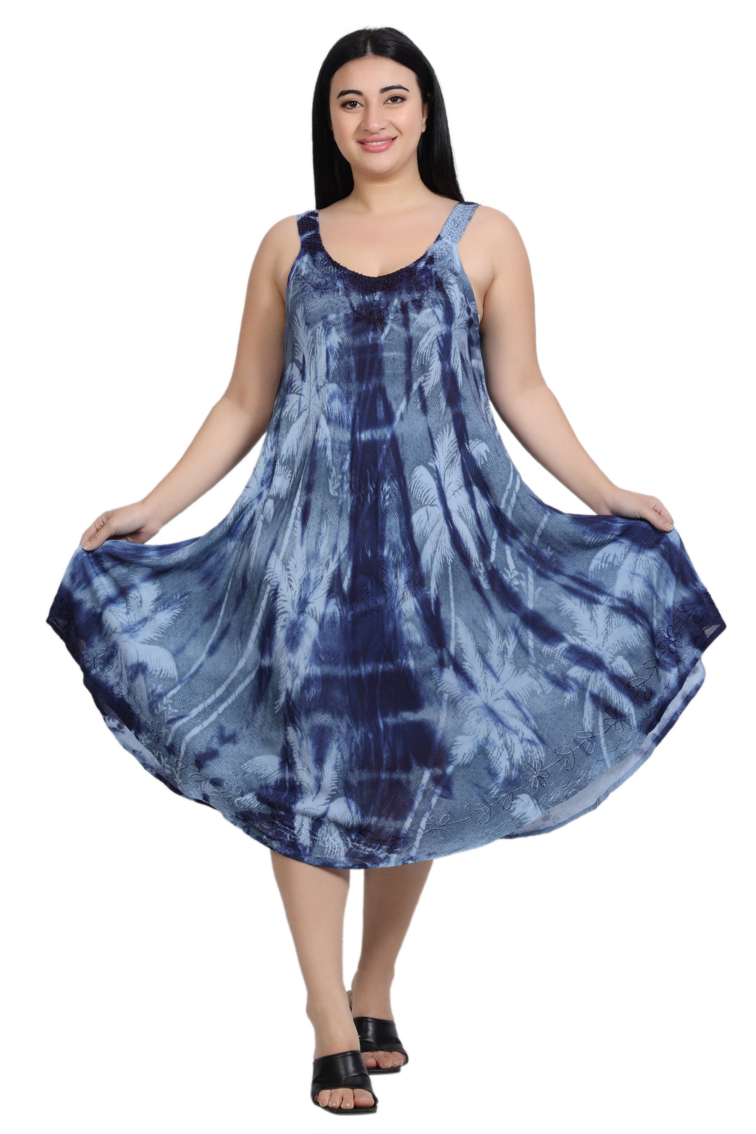 Palm Tree Print Tie Dye Dress 482143-V