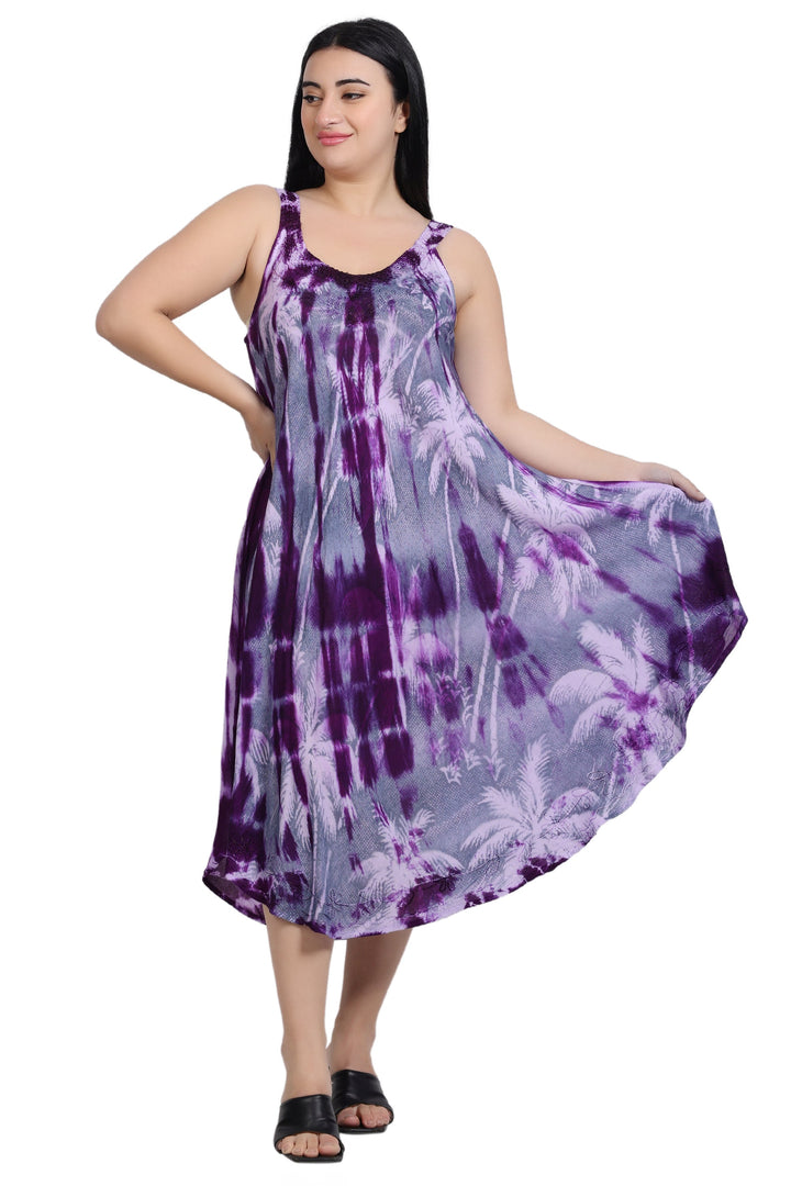 Palm Tree Print Tie Dye Dress 482143-V