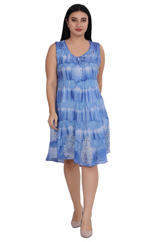 Pineapple Block Print Tie Dye Dress 362203RD