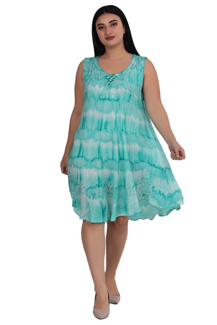 Pineapple Block Print Tie Dye Dress 362203RD