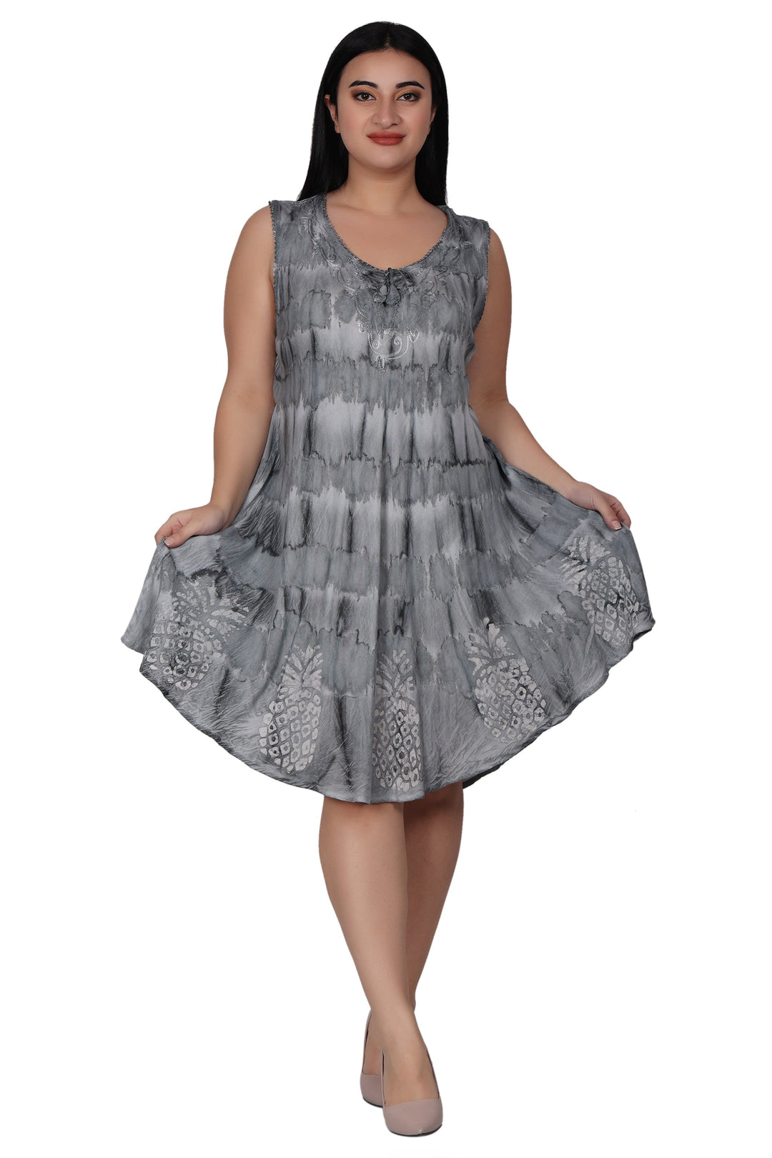 Pineapple Block Print Tie Dye Dress 362203RD