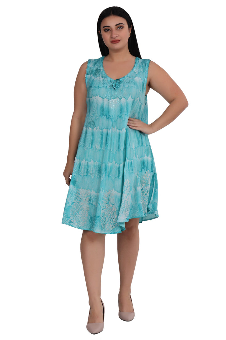 Pineapple Block Print Tie Dye Dress 362203RD