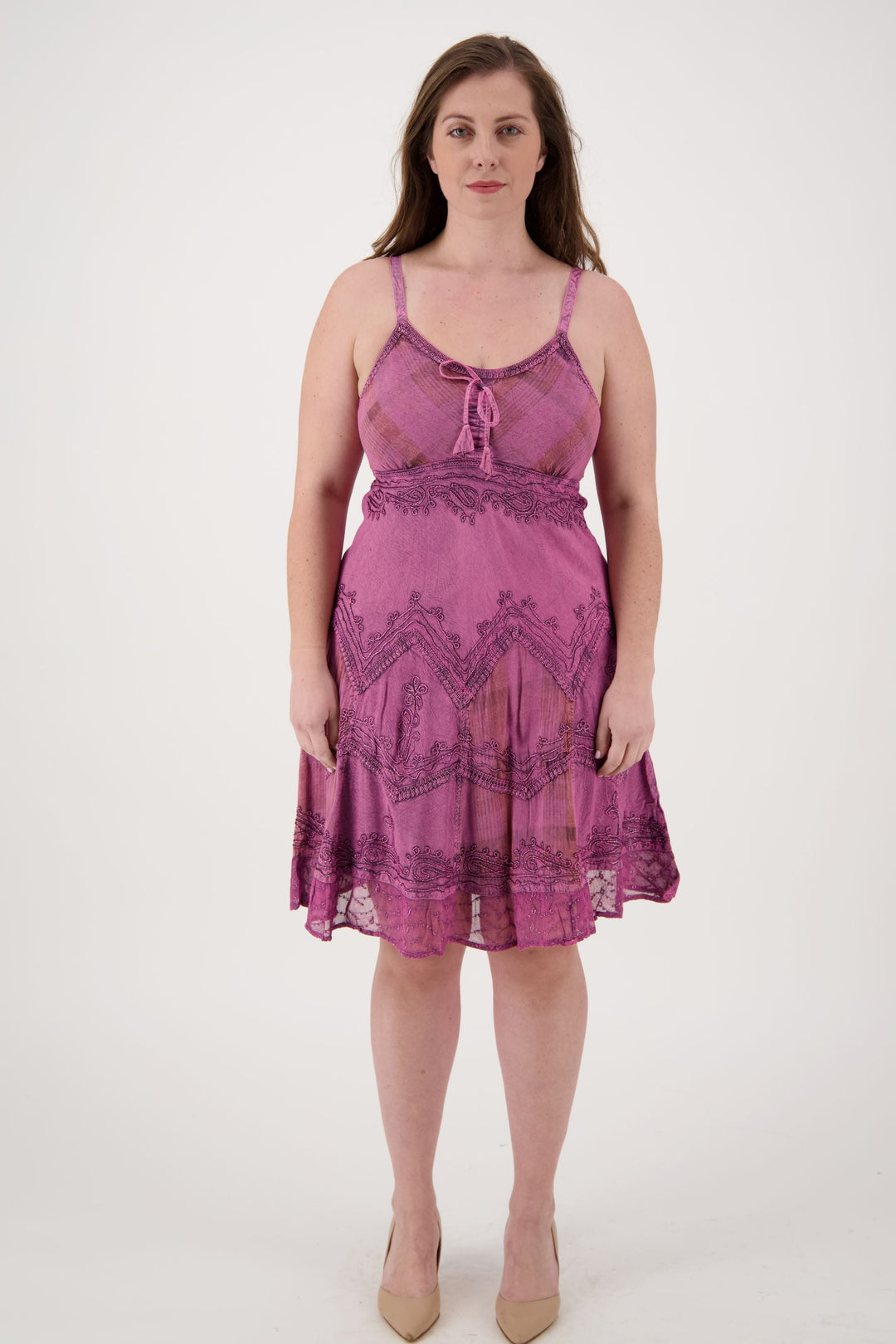 Plaid Panel Mid-Length Renaissance Dress (S/M - L/XL) 7 Colors 151304