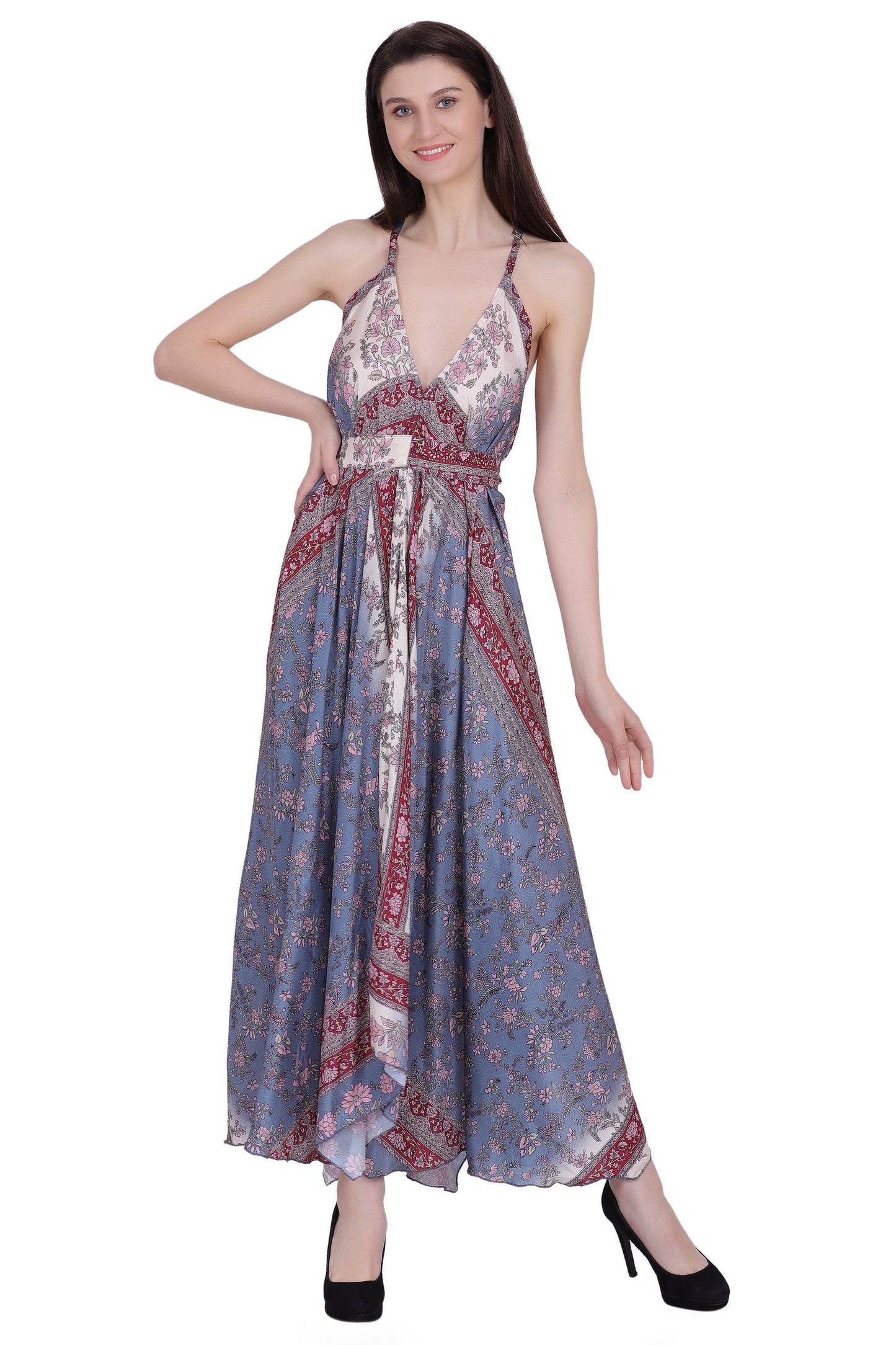 Printed Silk Dress AB-12009 - Advance Apparels Inc