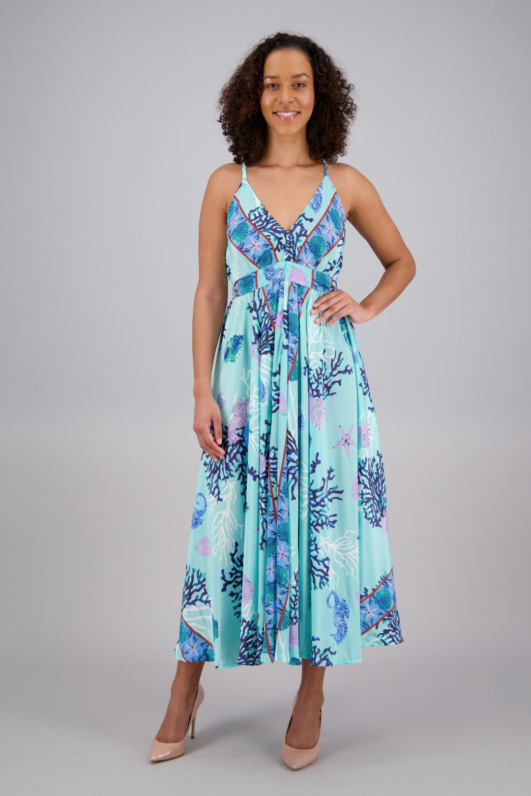 Printed Silk Maxi Dress AB16054