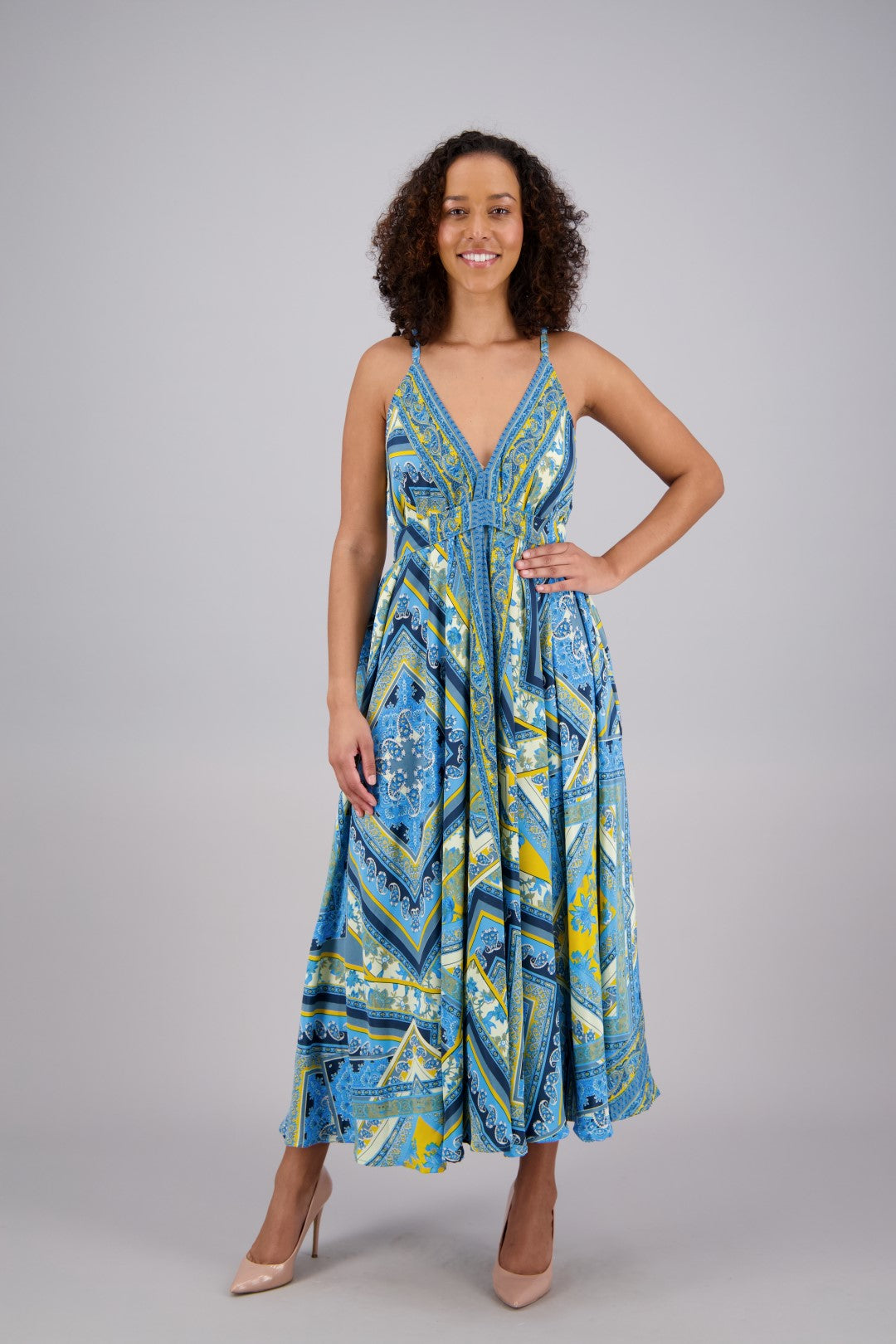 Printed Silk Maxi Dress AB16066