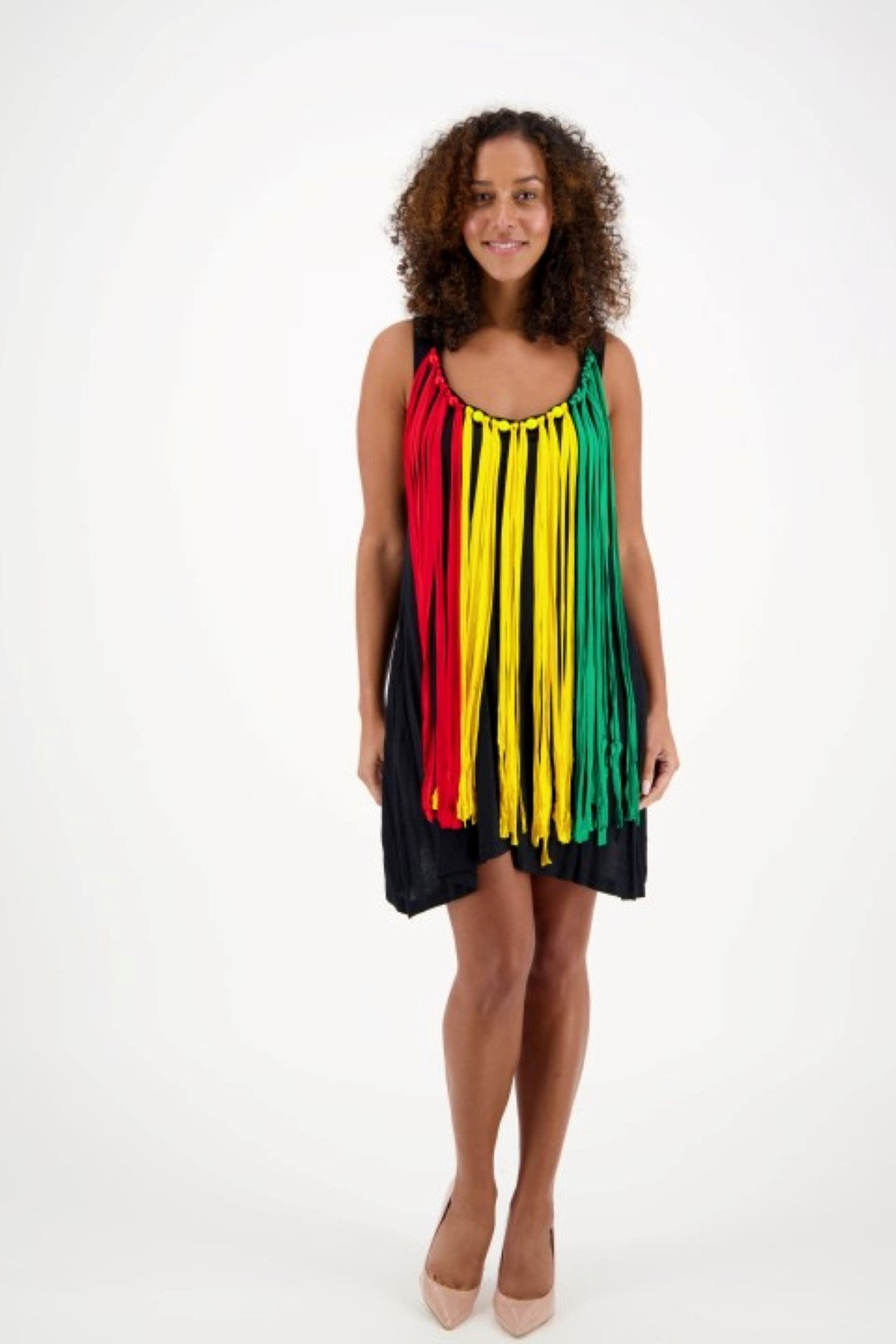 Black Rasta Fringe Dress R472