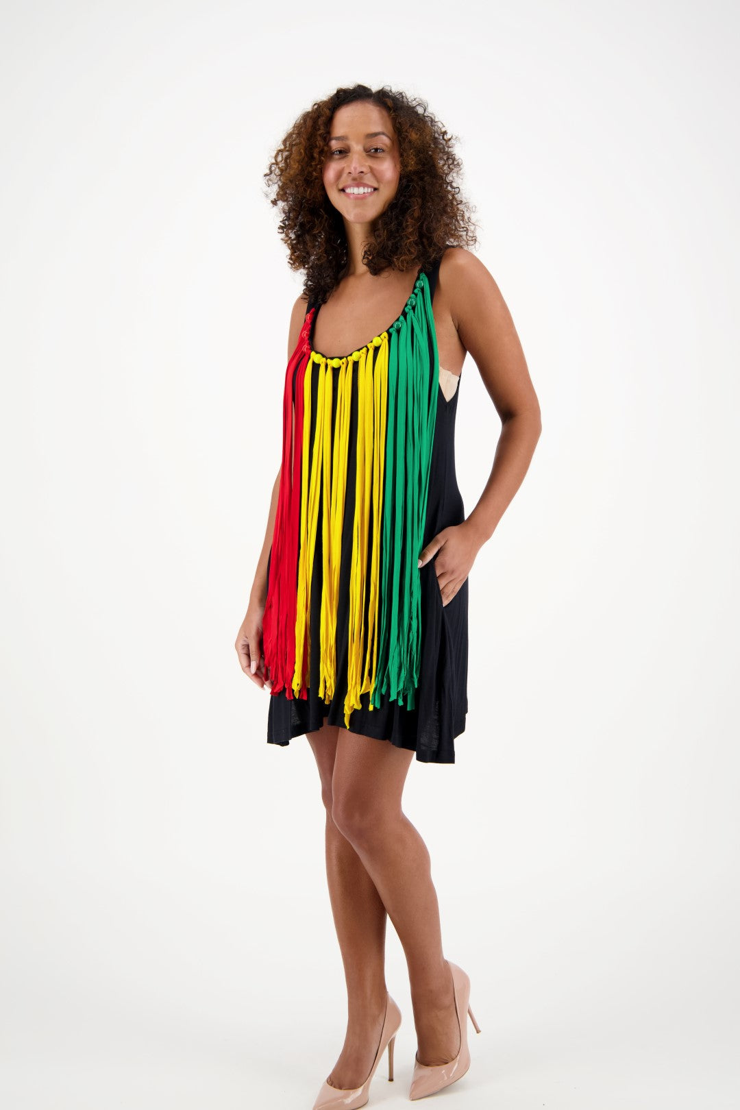 Black Rasta Fringe Dress R472