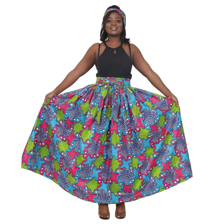 Rebel Ankara Print Long Maxi Skirt Elastic Waist 16317-604