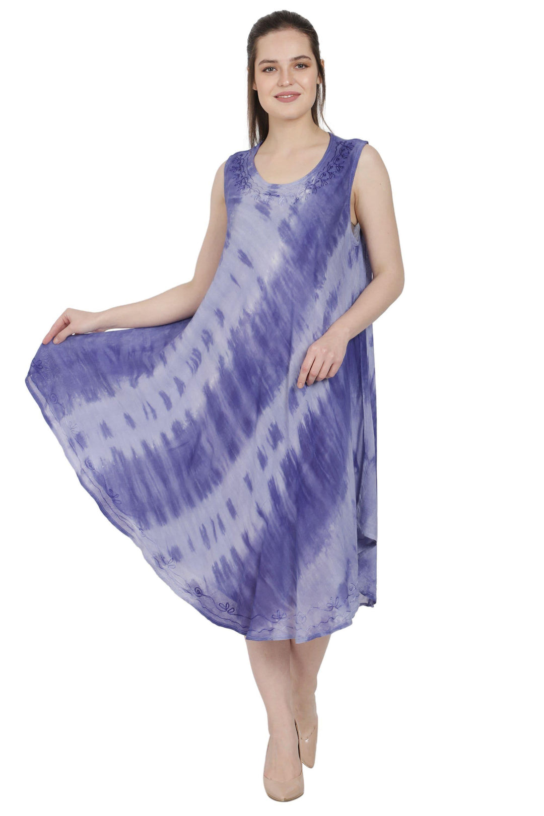 Rippled Tie Dye Beach Umbrella Dress UD48-2306