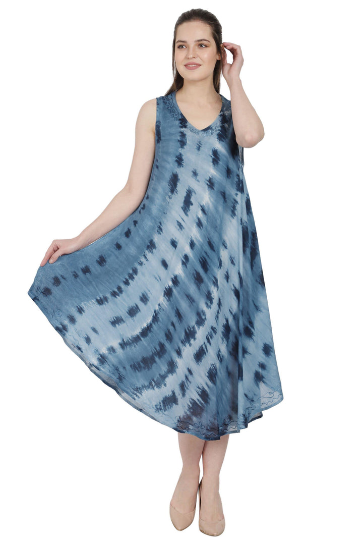 Rippled Tie Dye Beach Umbrella Dress UD48-2306