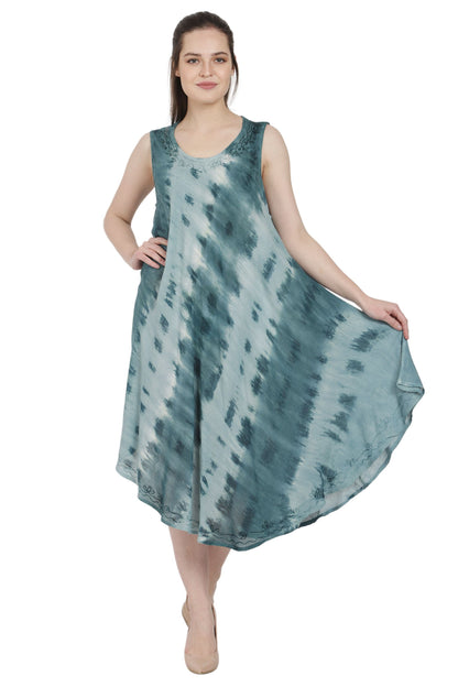 Rippled Tie Dye Beach Umbrella Dress UD48-2306