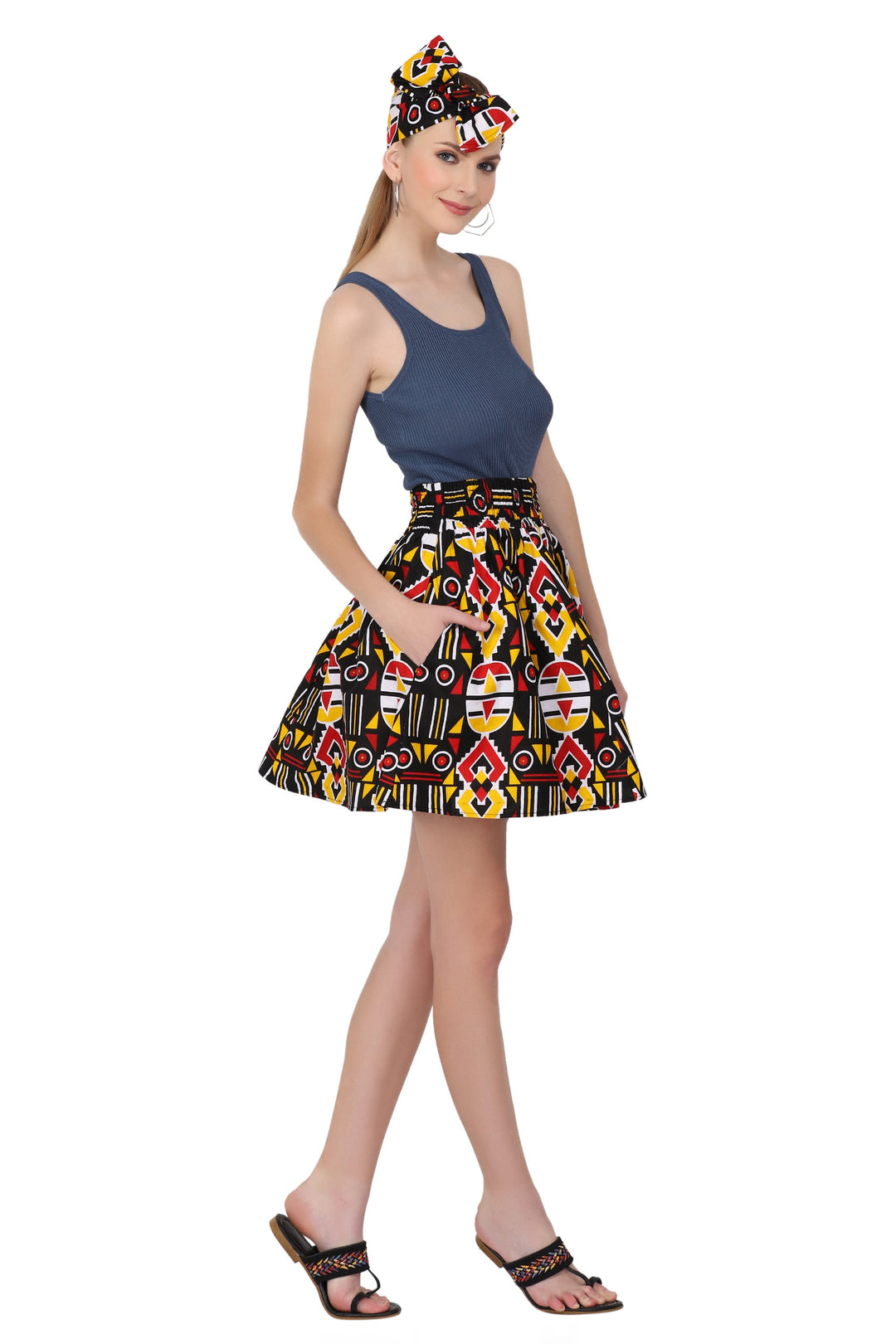 Short Length African Print Skirt One Size Fits Most 16412