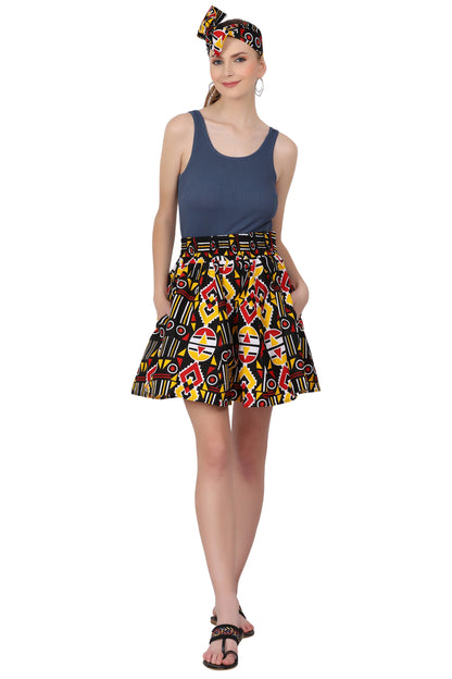 Short Length African Print Skirt One Size Fits Most 16412