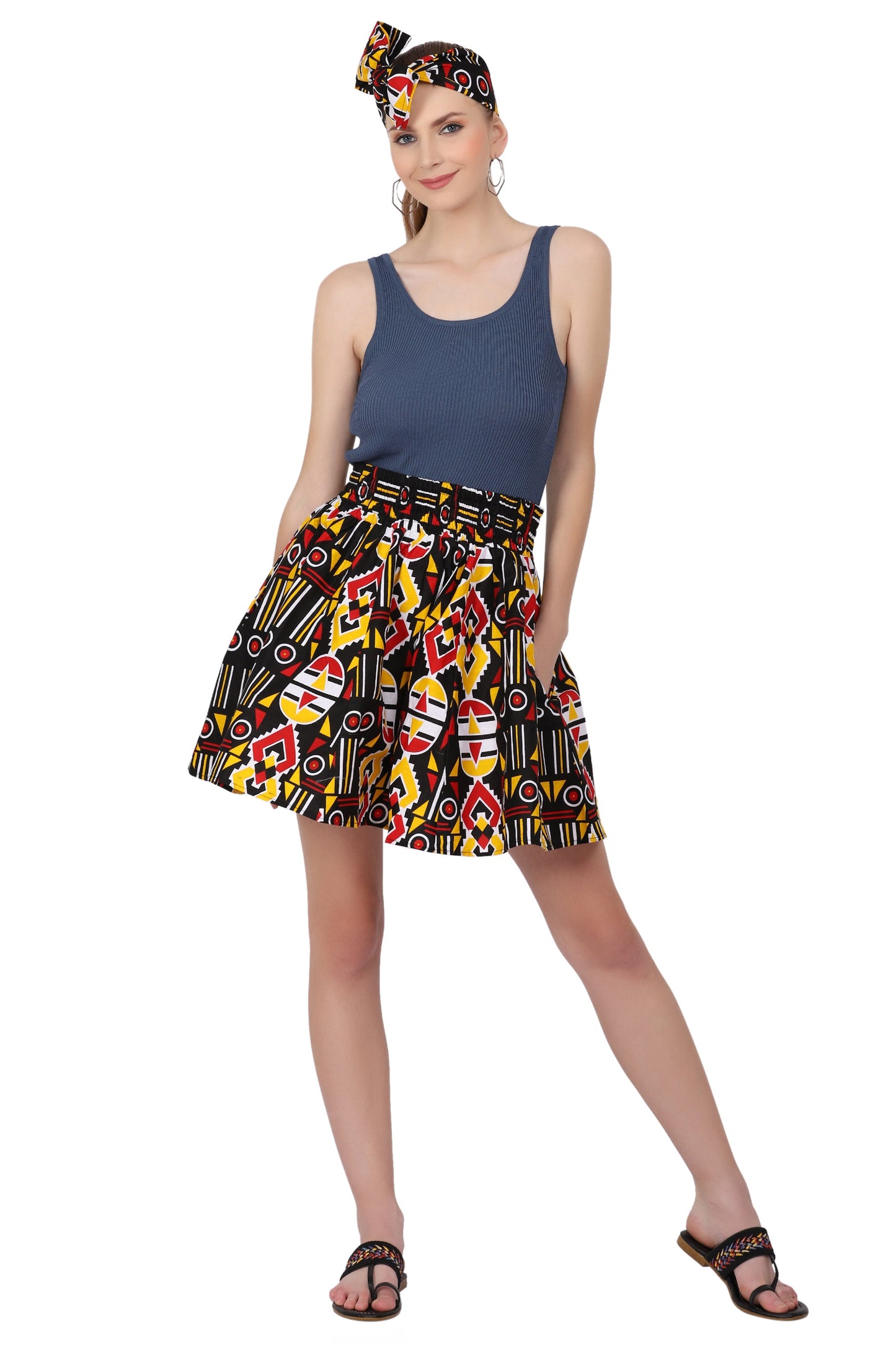 Short Length African Print Skirt One Size Fits Most 16412