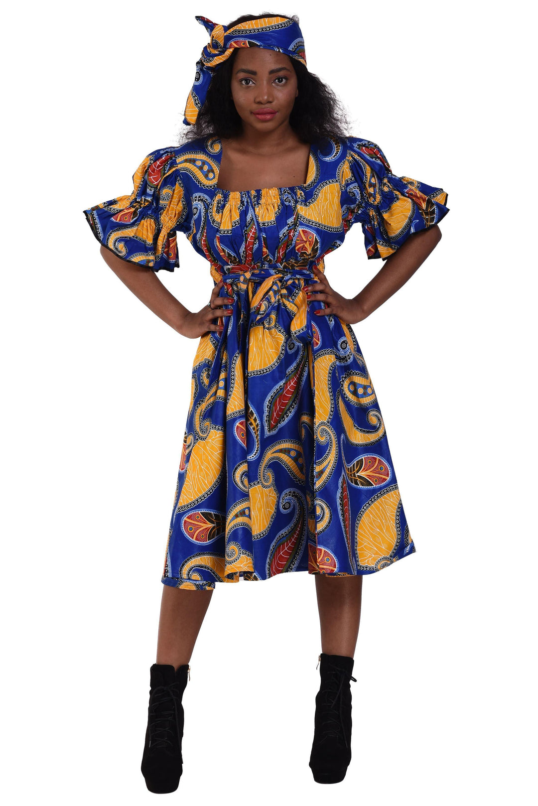 Short Sleeve Ankara Maxi Dress 2256