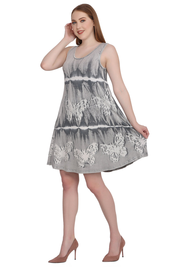 Short Tie Dye Sleeveless Butterfly Print Dress SPD73