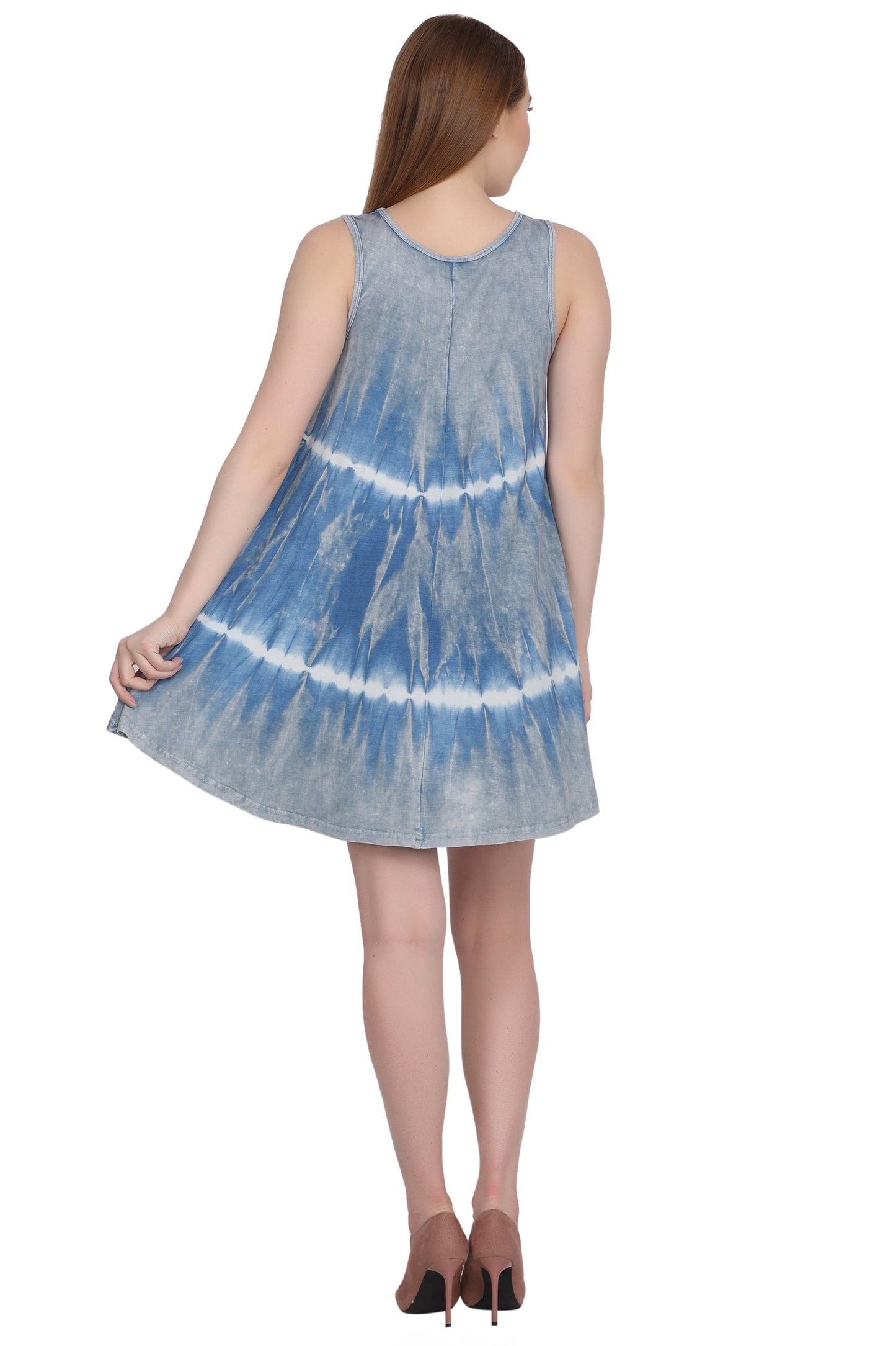 Short Tie Dye Sleeveless Butterfly Print Dress SPD73