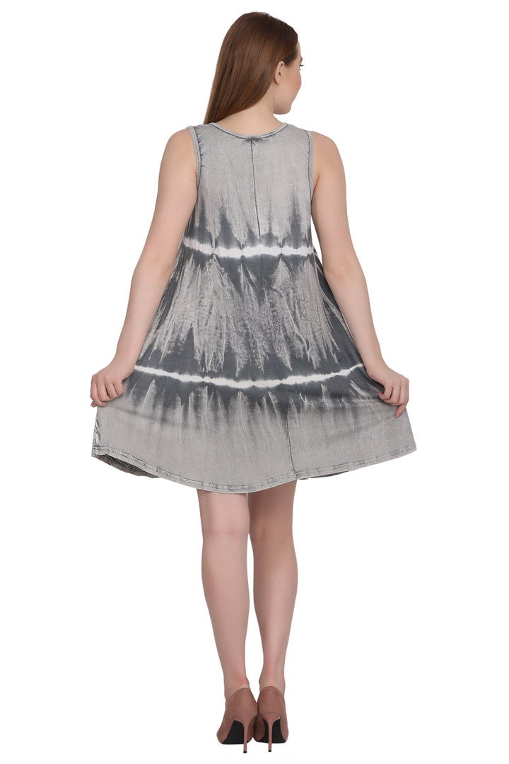 Short Tie Dye Sleeveless Butterfly Print Dress SPD73