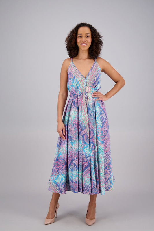 Silk Maxi Dress w/ Adjustable Tie One Size Fits Most AB16052