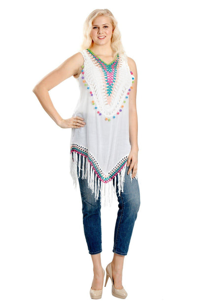 Sleeveless Bright Colored Crotchet Beach Cover-Up YD1089