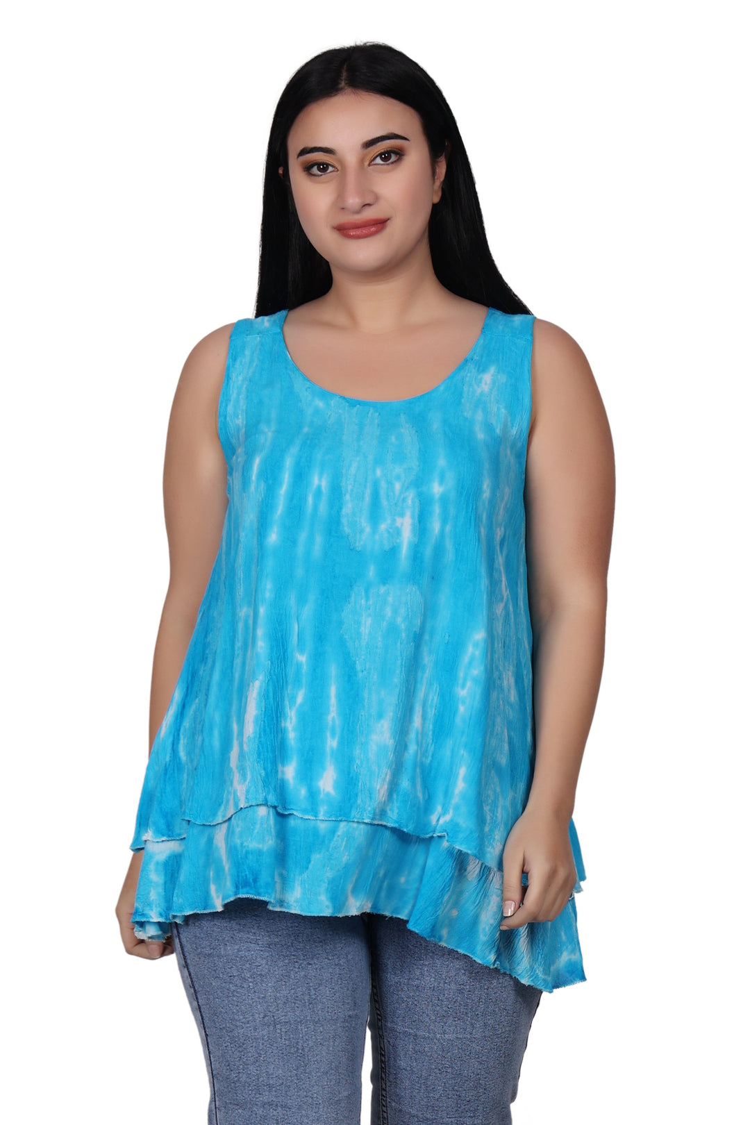 Sleeveless Double Layer Tie Dye Tank Top T3208