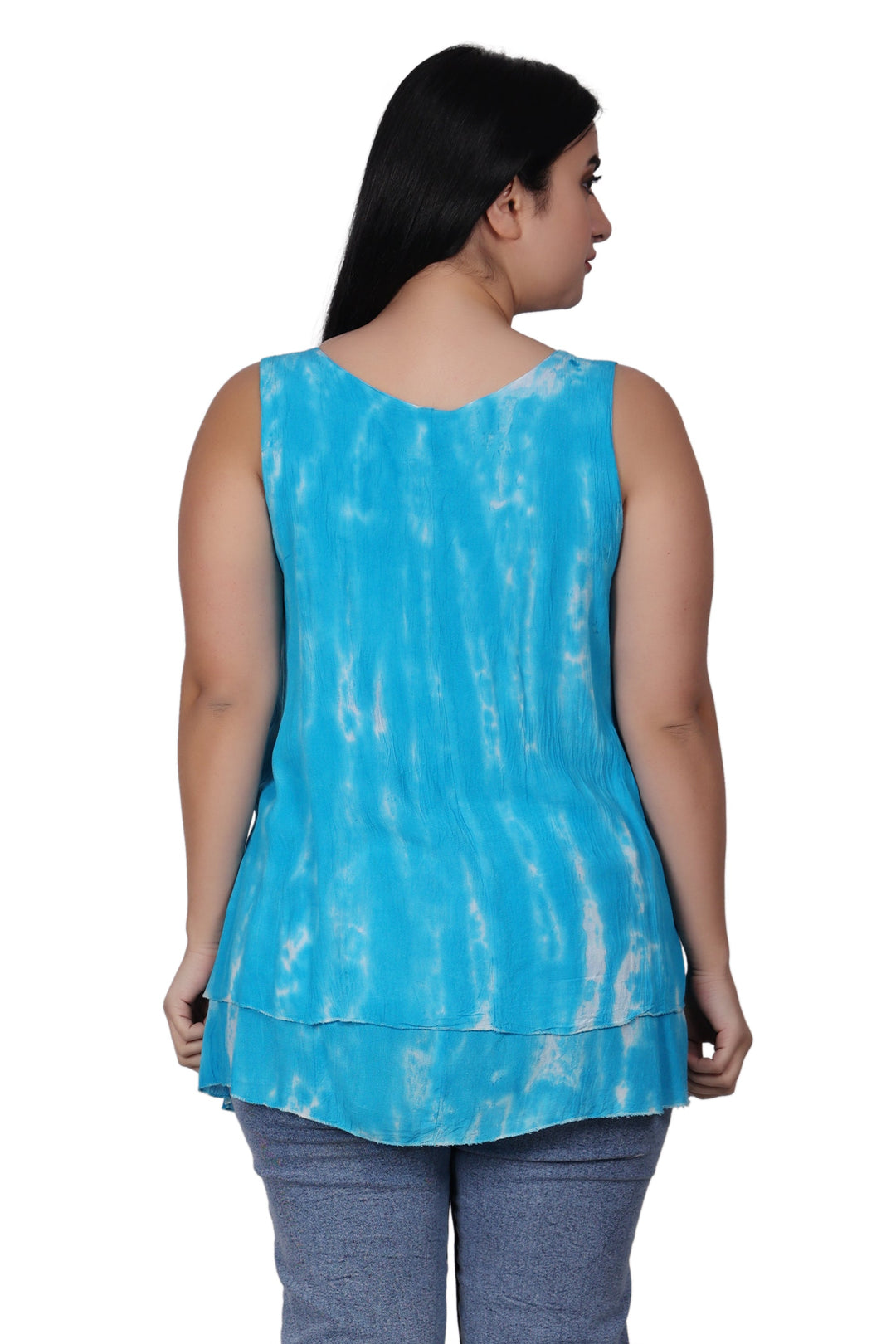 Sleeveless Double Layer Tie Dye Tank Top T3208