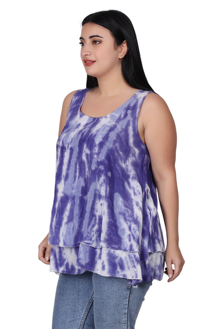 Sleeveless Double Layer Tie Dye Tank Top T3208