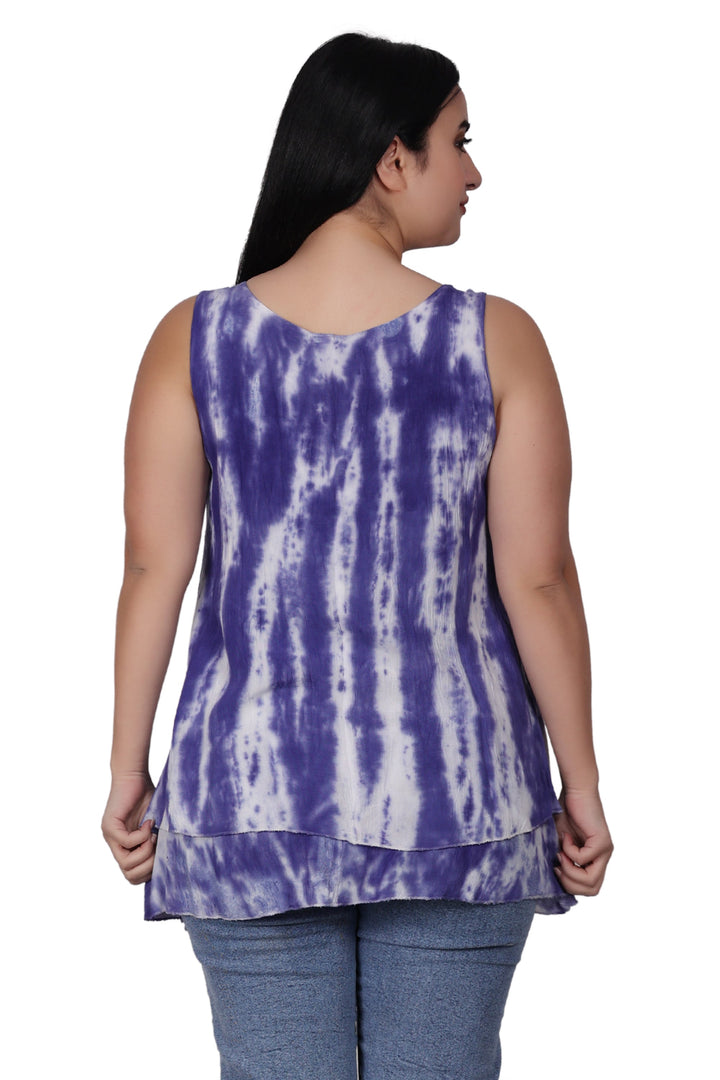 Sleeveless Double Layer Tie Dye Tank Top T3208