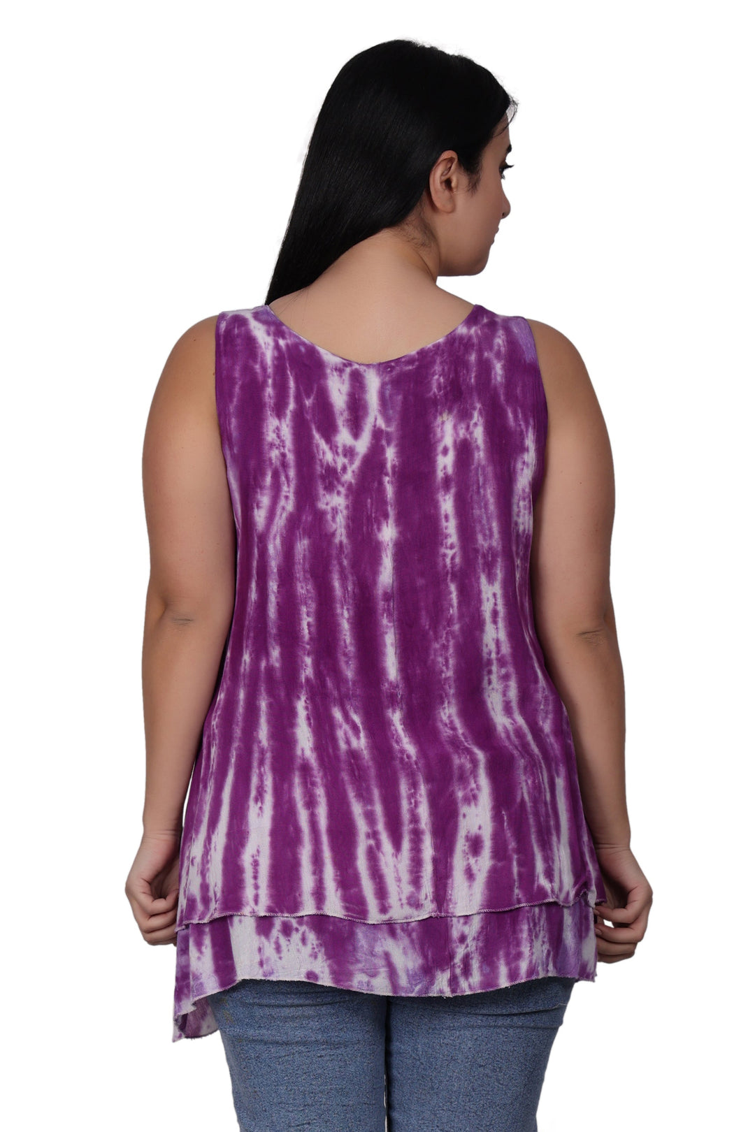 Sleeveless Double Layer Tie Dye Tank Top T3208