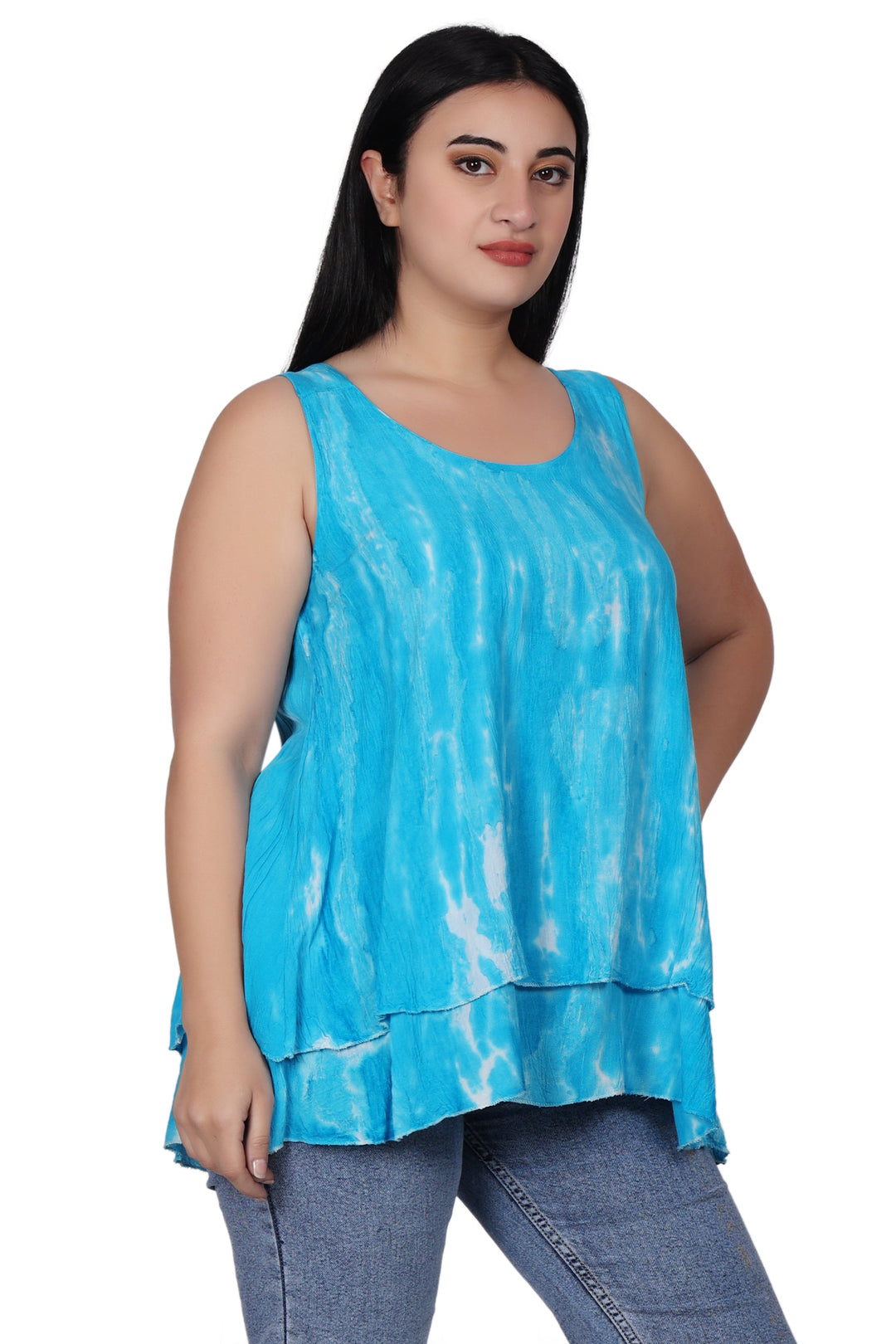 Sleeveless Double Layer Tie Dye Tank Top T3208