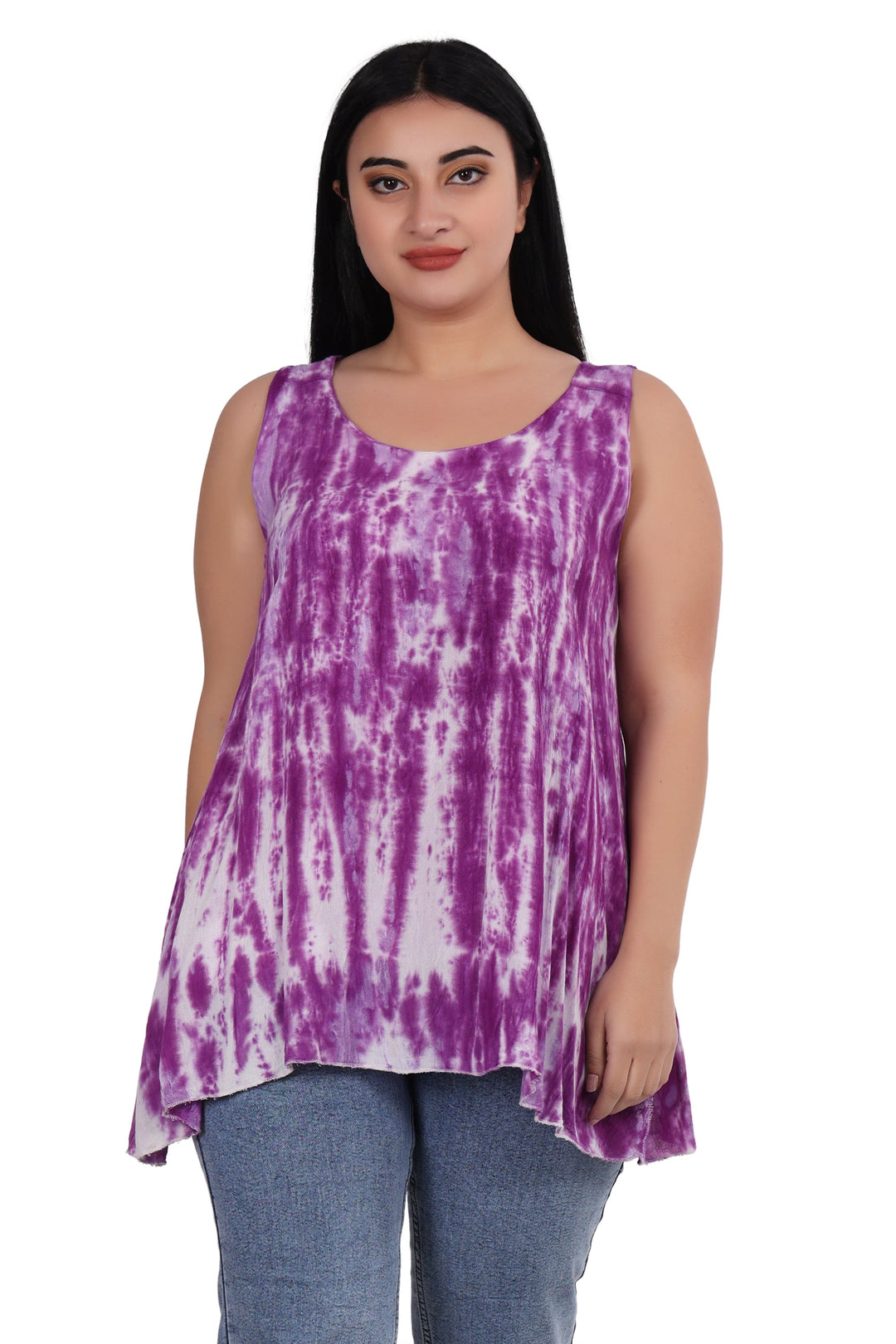 Sleeveless Double Layer Tie Dye Tank Top T3208