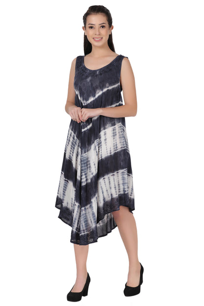 Sleeveless Tie Dye Long Umbrella Dress 482122