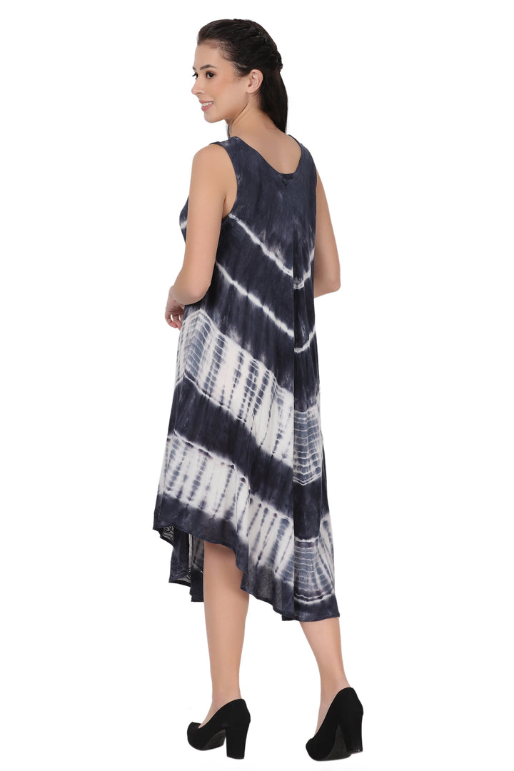 Sleeveless Tie Dye Long Umbrella Dress 482122