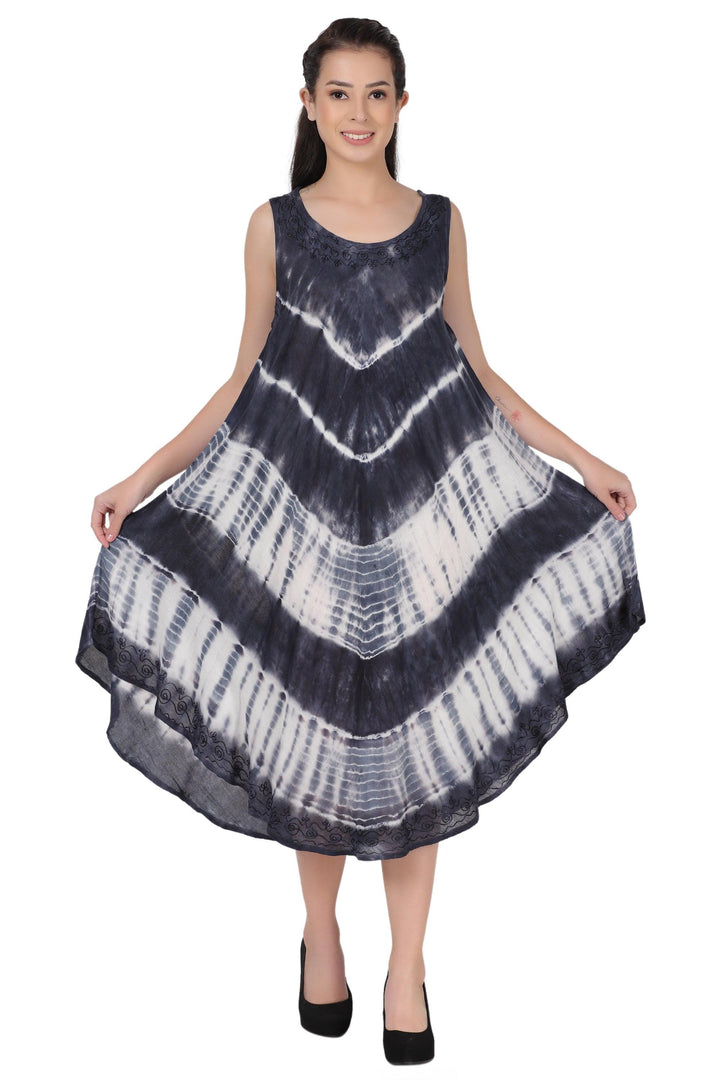 Sleeveless Tie Dye Long Umbrella Dress 482122