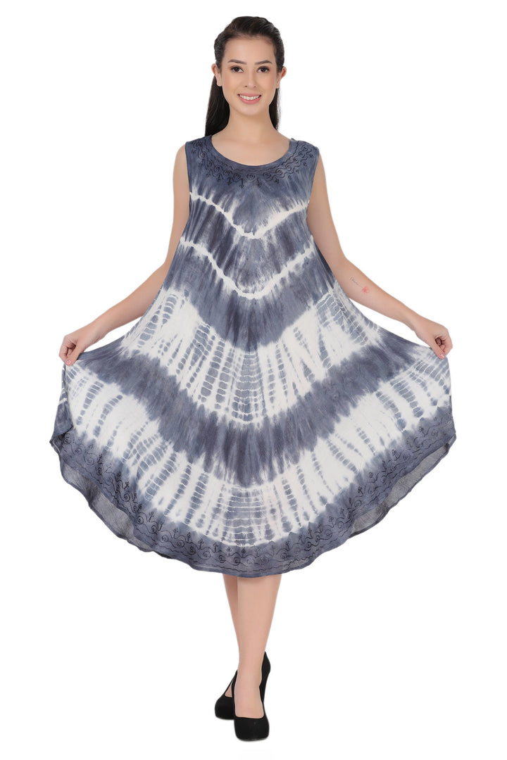 Sleeveless Tie Dye Long Umbrella Dress 482122