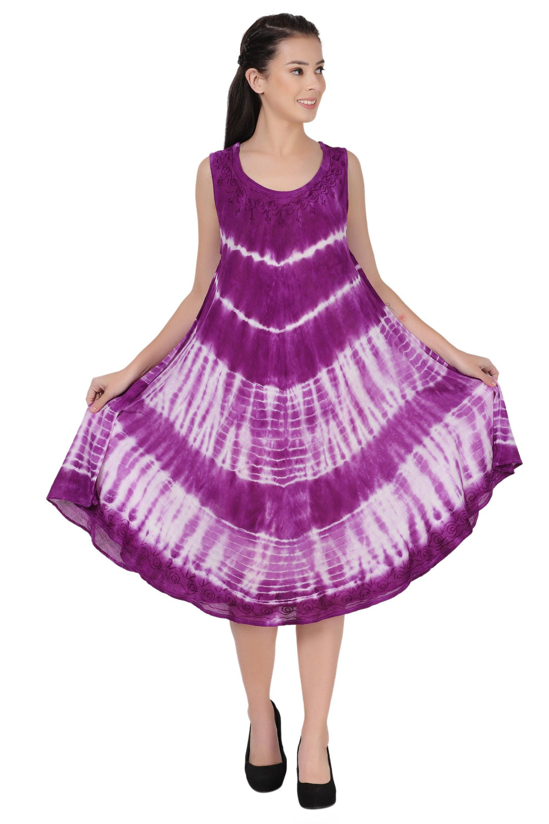 Sleeveless Tie Dye Long Umbrella Dress 482122