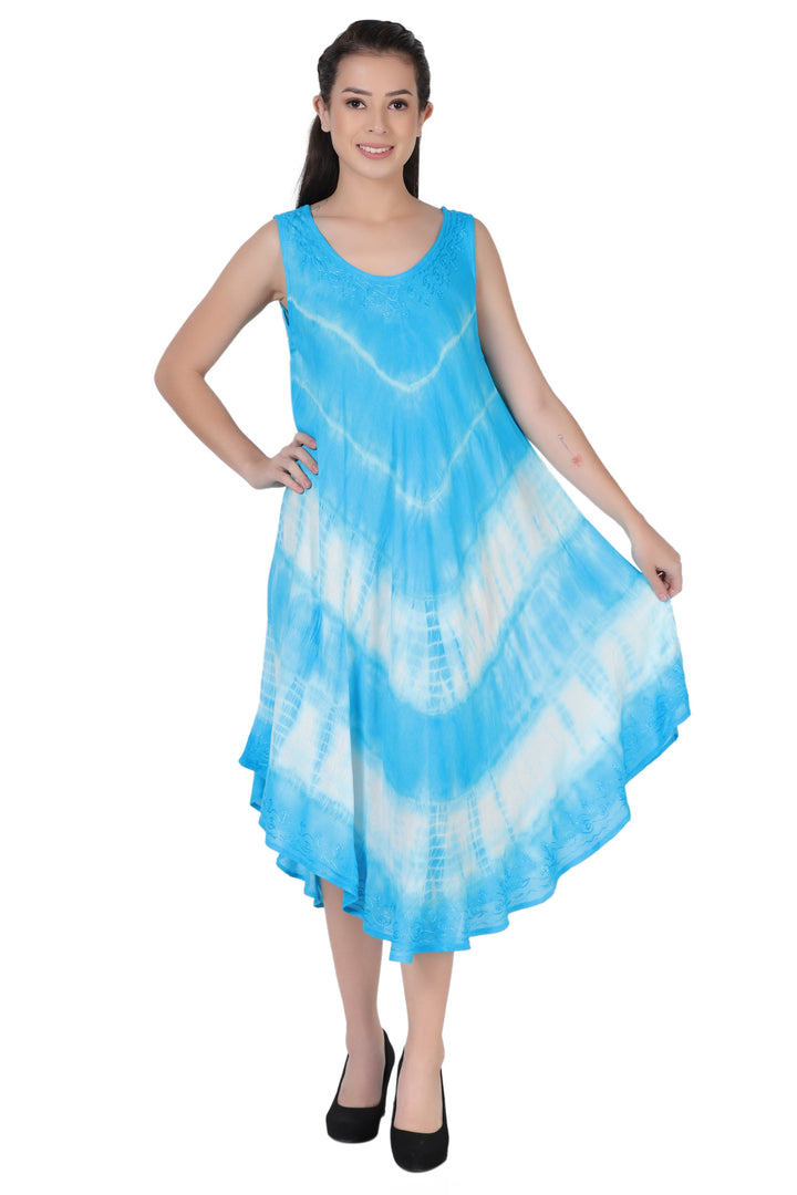 Sleeveless Tie Dye Long Umbrella Dress 482122