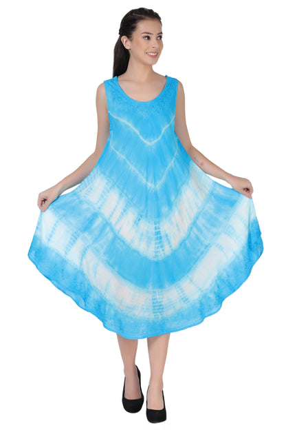 Sleeveless Tie Dye Long Umbrella Dress 482122