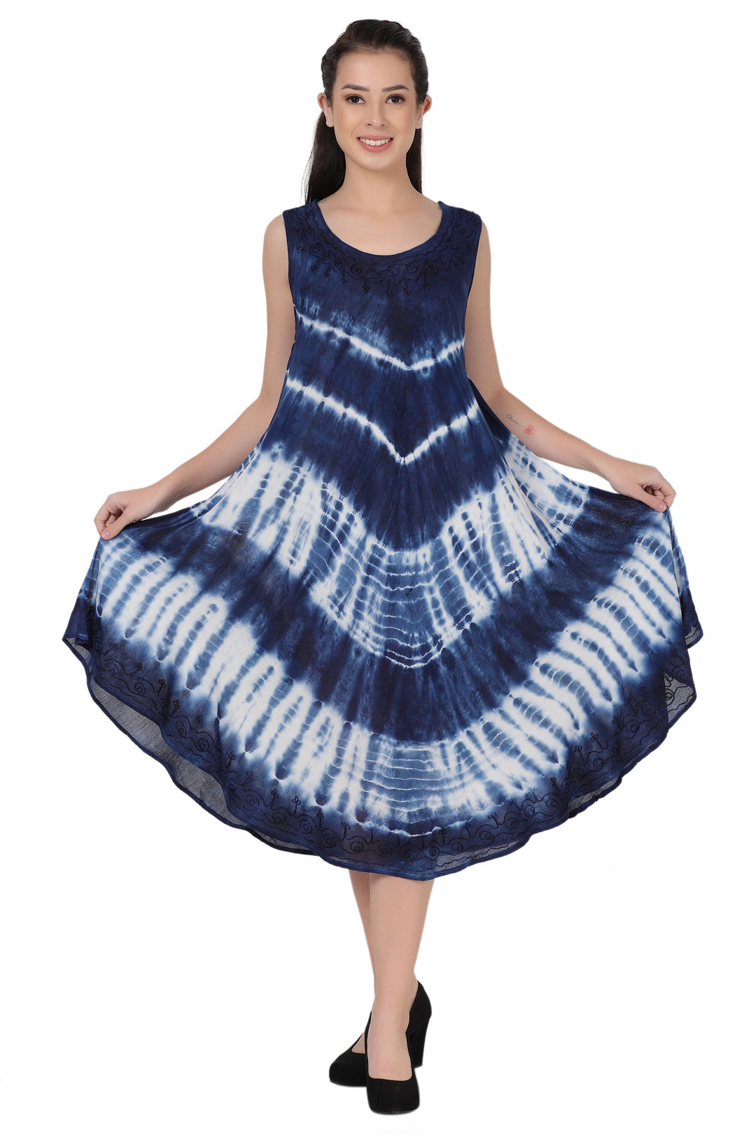 Sleeveless Tie Dye Long Umbrella Dress 482122