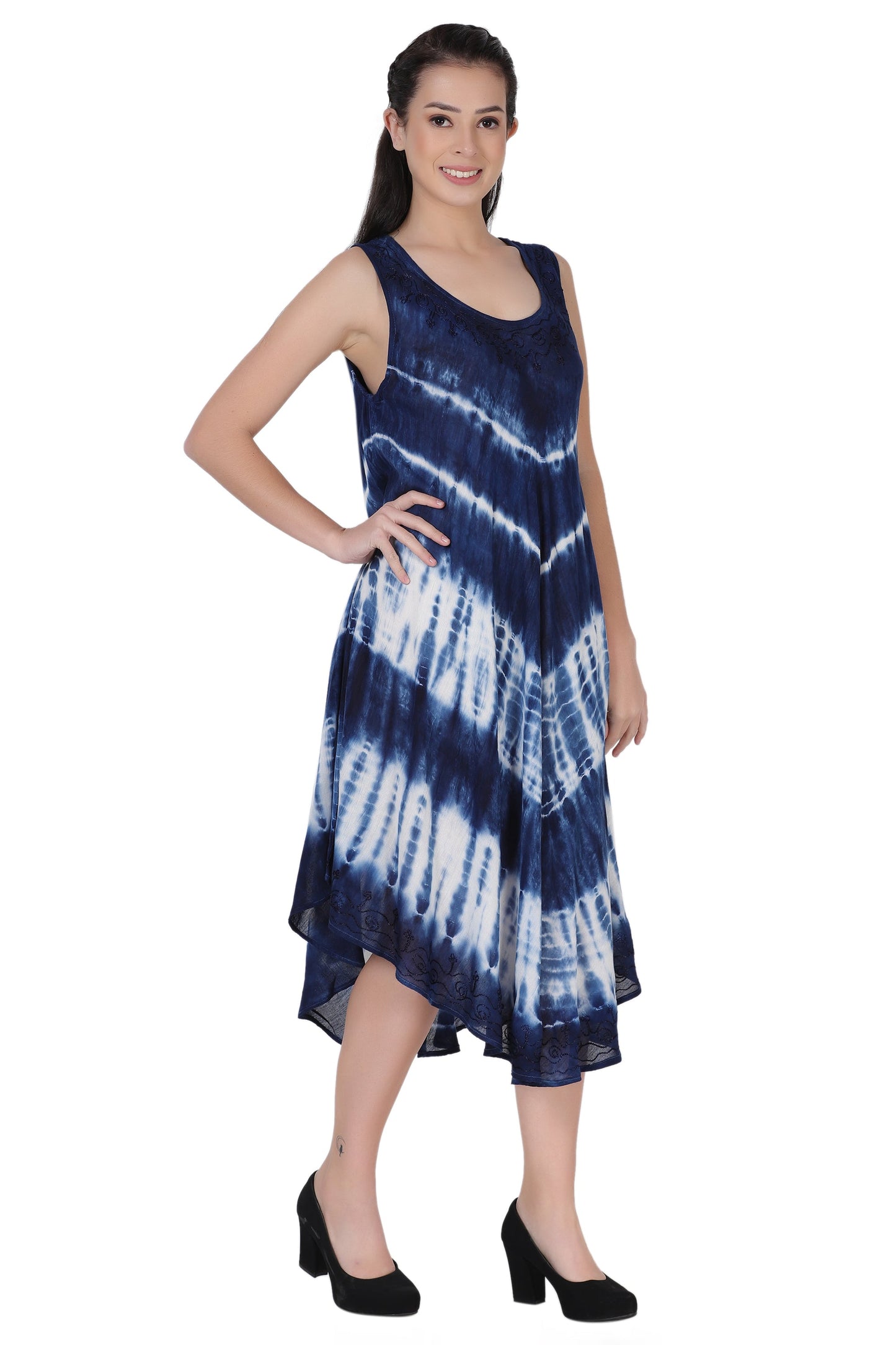 Sleeveless Tie Dye Long Umbrella Dress 482122