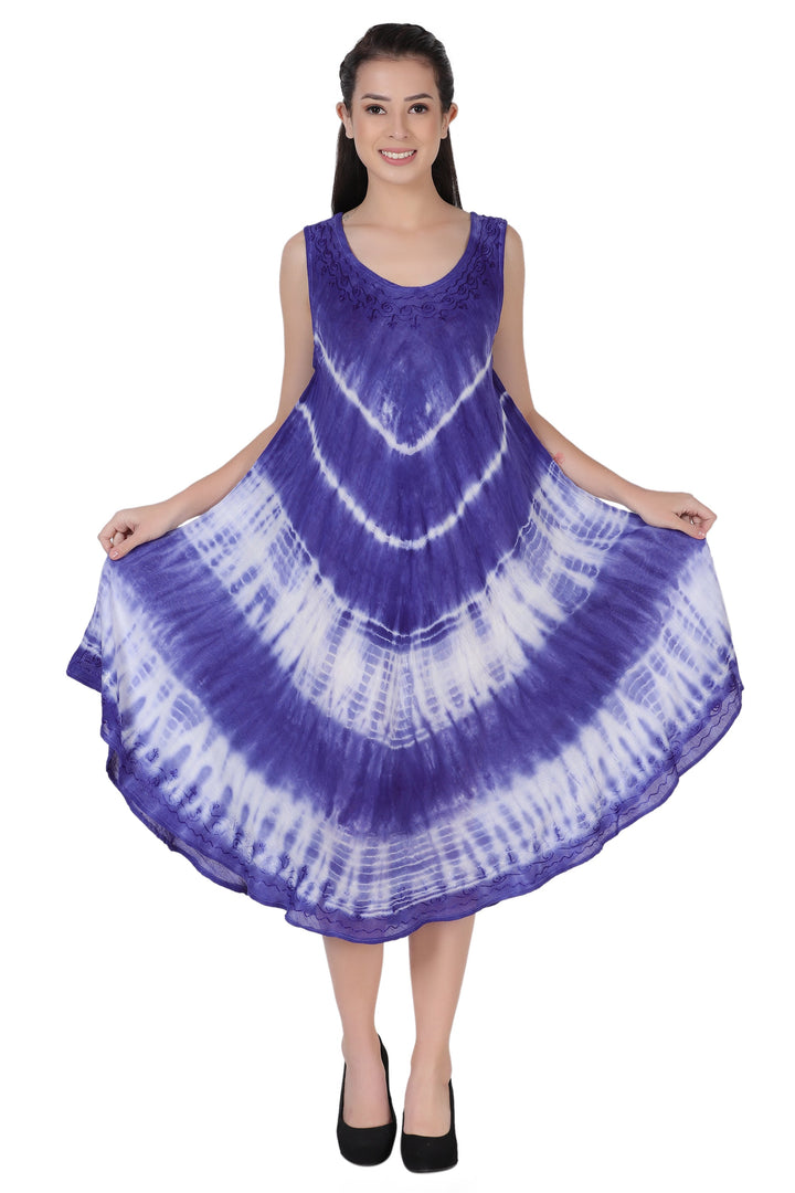 Sleeveless Tie Dye Long Umbrella Dress 482122