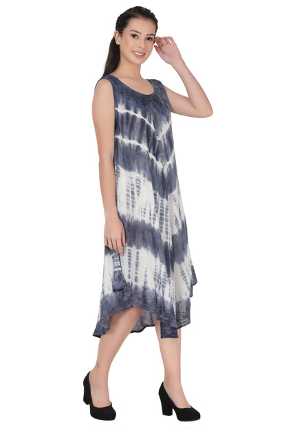 Sleeveless Tie Dye Long Umbrella Dress 482122